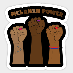 Melanin Power Raised Fists Sticker